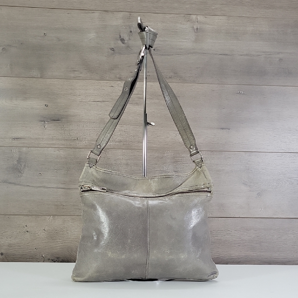 Hobo The Original Gray Leather Crossbody Shoulder Bag